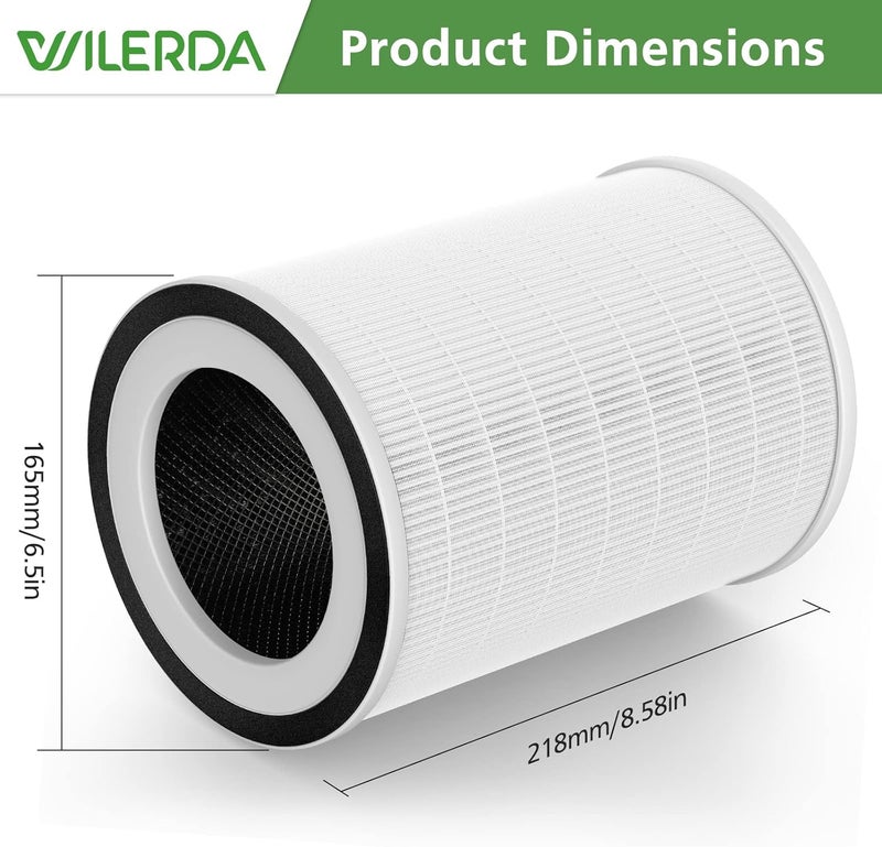 WILERDA 2 Pack HEPA KILO Filter Compatible with Afloia KILO, KILOPLUS, KILOPRO, MIRO,MIRO PRO and MORENTO MR-Kilo, Kalo Air Purifier, 360° 3-Stage Filtration for Odor,Smoke,Dust,Pollen,Pets - Image 4
